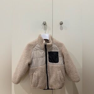 Zara Kids Beige and Black Sherpa Puffer Jacket